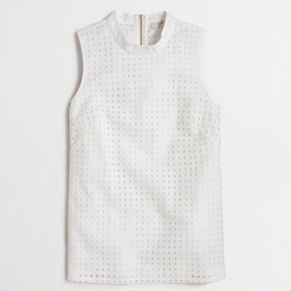 •J. Crew• Eyelet White Shell Top